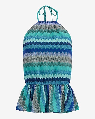 Chevron Crochet Tie Halter Peplum Cami