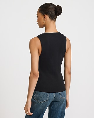 Stretch Cotton Ribbed Novelty Hardware Strap Tank