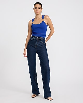 Stretch Cotton Ribbed Novelty Hardware Strap Tank