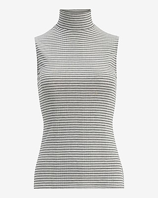 Ribbed Striped Mock Neck Tank