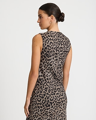Leopard Crew Neck Top Signature Ponte