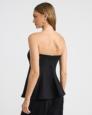Signature Ponte Strapless Peplum Tube Top