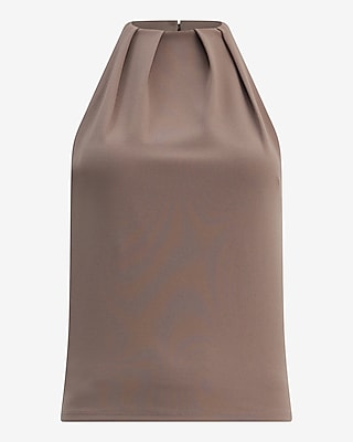 Halter Neck Pleated Tank Studio Stretch Crepe