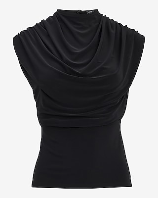 Matte Jersey Mock Neck Draped Banded Bottom Top - thumbnail 8