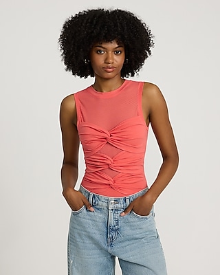 Mesh Mock Neck Bodysuit | Express