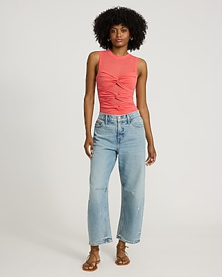 Fitted Mesh Crew Neck Twist Front Bodysuit