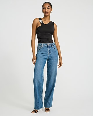 Hardware Sleeveless Ruched Bodysuit