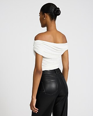 Asymmetrical Off The Shoulder Ruched Bodysuit