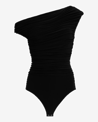 Asymmetrical Off The Shoulder Ruched Bodysuit