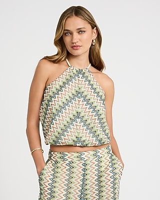 Chevron Crochet Halter Neck Bubble Cami