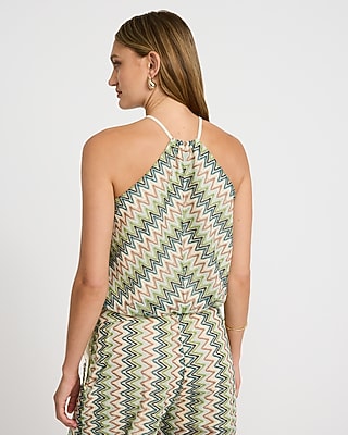 Chevron Crochet Halter Neck Bubble Cami