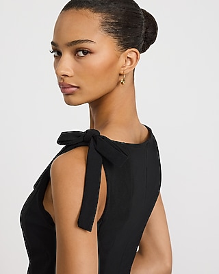 Boat Neck Tie Shoulder Peplum Tank