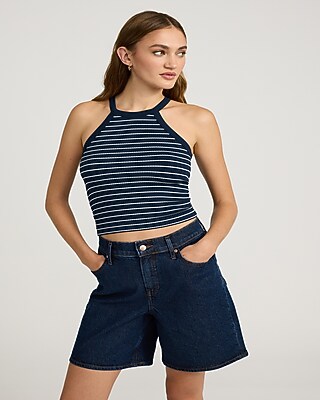 Striped Ribbed Halter Tank