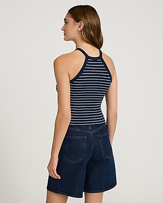 Striped Ribbed Halter Tank