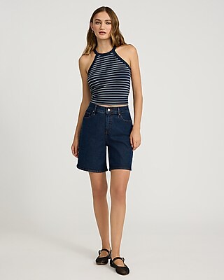 Striped Ribbed Halter Tank