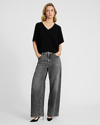 Relaxed Crepe V-Neck Short Sleeve Sweater