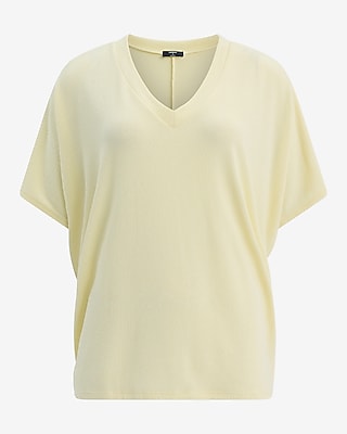 Relaxed Crepe V-Neck Short Sleeve Sweater