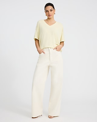 Relaxed Crepe V-Neck Short Sleeve Sweater