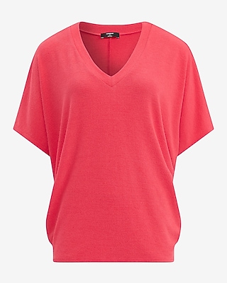 Relaxed Crepe V-Neck Short Sleeve Sweater