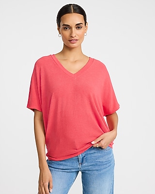 Relaxed Crepe V-Neck Short Sleeve Sweater