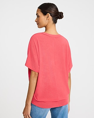 Relaxed Crepe V-Neck Short Sleeve Sweater