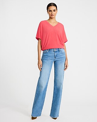 Relaxed Crepe V-Neck Short Sleeve Sweater