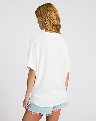 Relaxed Crepe V-Neck Short Sleeve Sweater