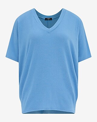 Relaxed Crepe V-Neck Short Sleeve Sweater