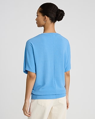 Relaxed Crepe V-Neck Short Sleeve Sweater