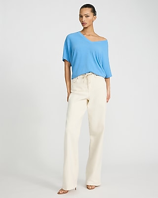 Relaxed Crepe V-Neck Short Sleeve Sweater