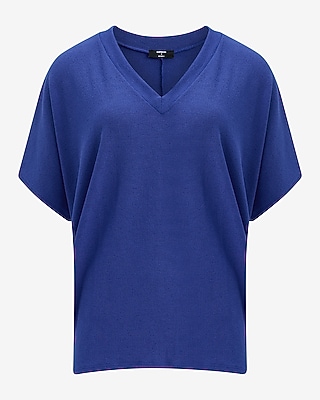 Relaxed Crepe V-Neck Short Sleeve Sweater