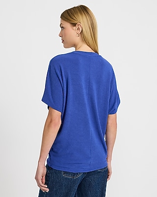 Relaxed Crepe V-Neck Short Sleeve Sweater