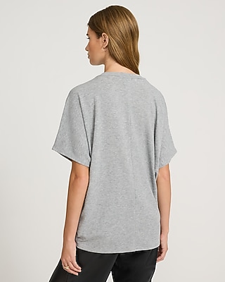 Relaxed Crepe V-Neck Short Sleeve Sweater