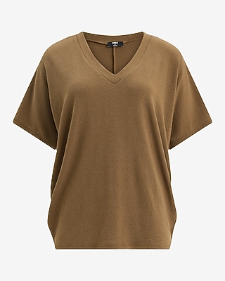 Relaxed Crepe V-Neck Short Sleeve Sweater
