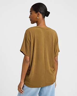 Relaxed Crepe V-Neck Short Sleeve Sweater