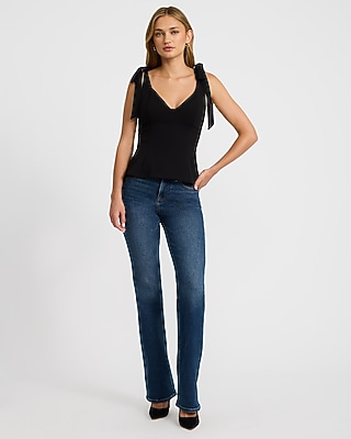 V-Neck Tie Strap Peplum Top - thumbnail 3