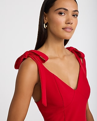 V-Neck Tie Strap Peplum Top - thumbnail 5