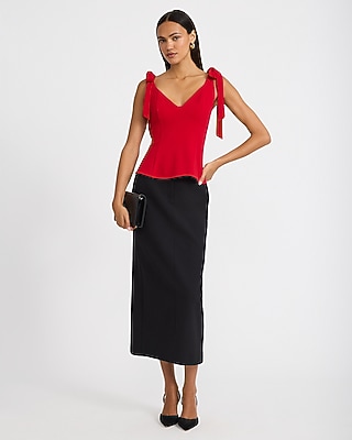 V-neck Tie Strap Peplum Top | Express