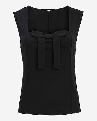 Ponte Square Neck Bow Front Top