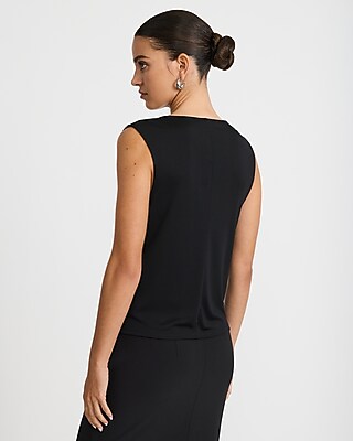 Ponte Square Neck Bow Front Top