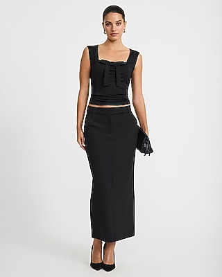 Ponte Square Neck Bow Front Top