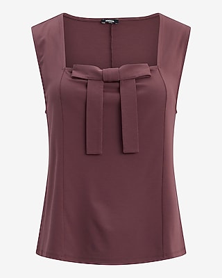 Ponte Square Neck Bow Front Top