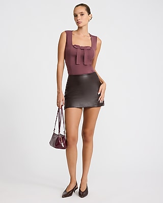 Ponte Square Neck Bow Front Top