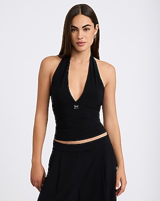 Halter V-Neck Belted Tank