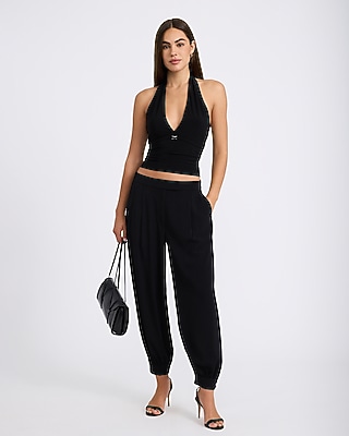 Halter V-Neck Belted Tank