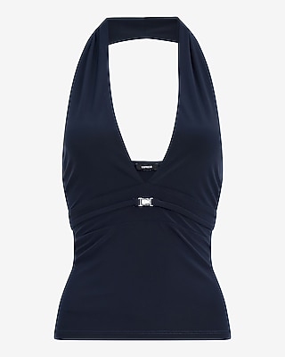 Halter V-Neck Belted Tank