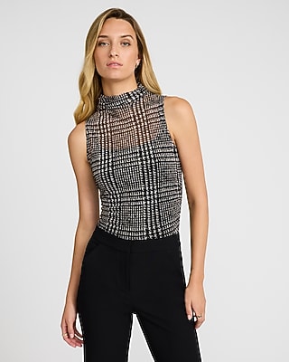 Mesh Mock Neck Bodysuit | Express