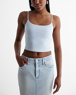 Body Contour Stretch Cotton Scoop Neck Cropped Cami