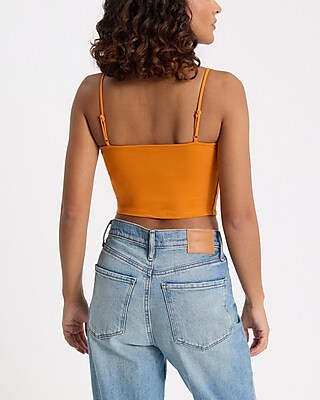 Body Contour Stretch Cotton Scoop Neck Cropped Cami