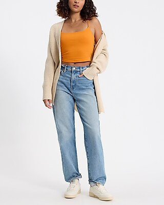 Body Contour Stretch Cotton Scoop Neck Cropped Cami